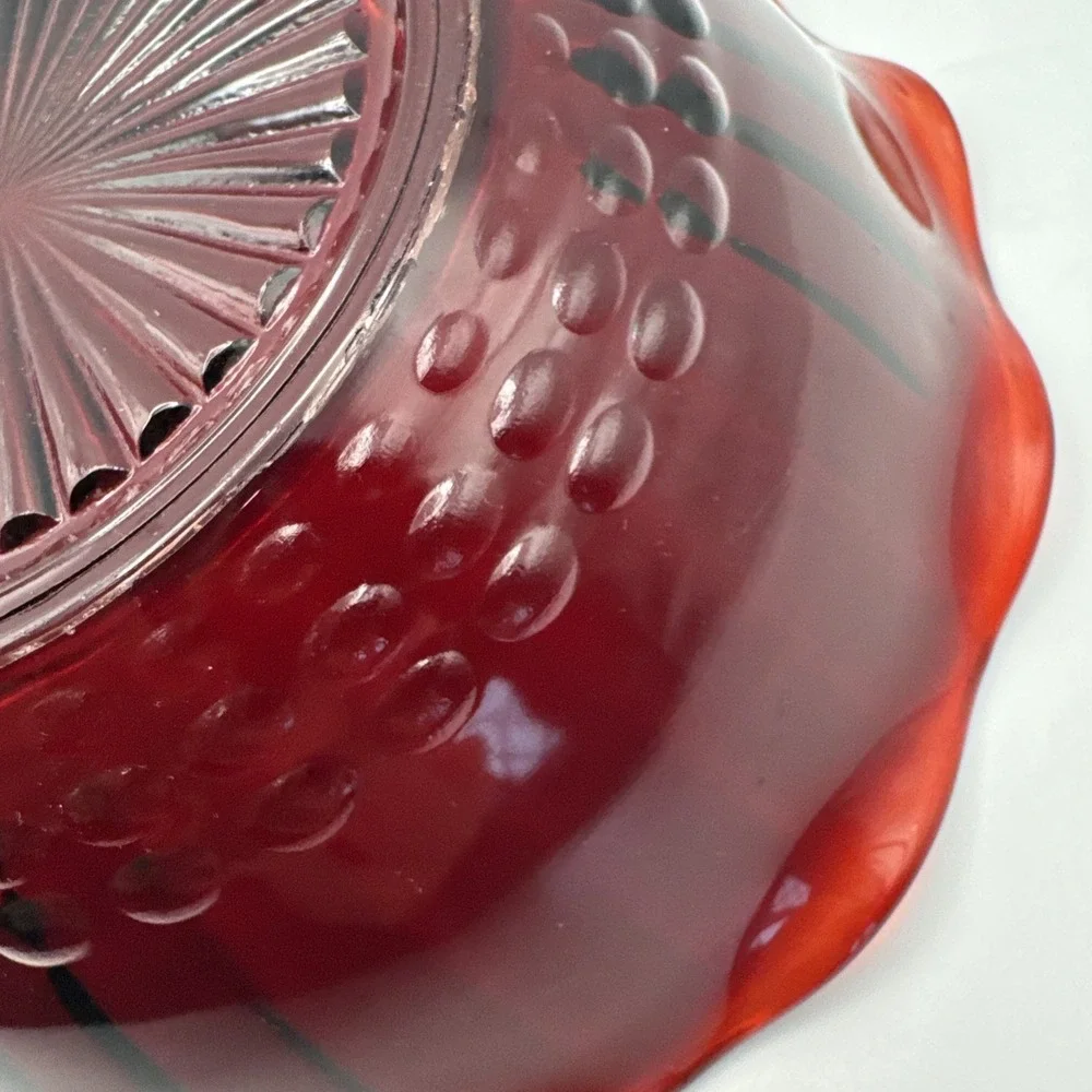 Ruby Red scalloped edge bowl‎ 6.5 inches